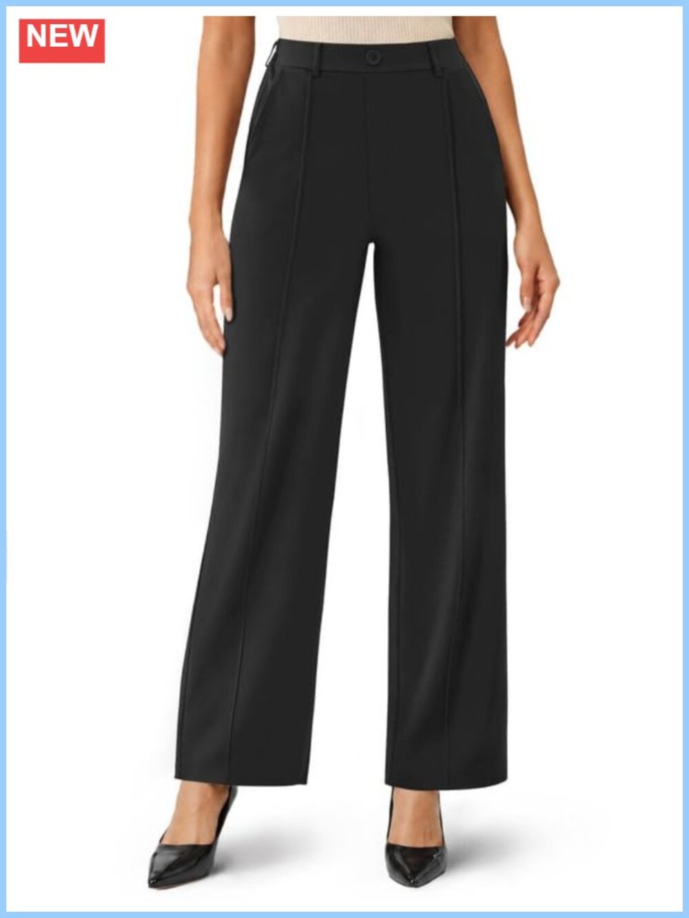 Womens Wide Leg Dress Pants High Rise Pull On Stretch Work Business Casual